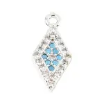 Brass Micro Pave Deep Sky Blue Cubic Zirconia Charms