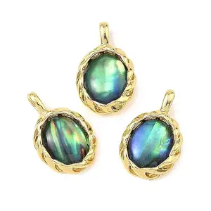 Natural Paua Shell with Brass Pendants