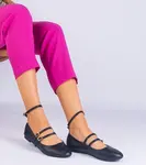 Gemre Black eco-leather ballet flats with buckles Vitoldora