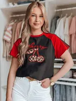 Dámské triko s 3D efektem a třešněmi