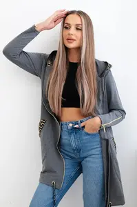 Mikina s ozdobnou grafitovou páskou