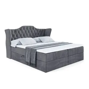 ALTDECOR AMERICKÁ postel s matrací H4 a lamelovým roštem – VILA – 140 × 200 cm – H4 – tmavě šedá