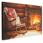 MuchoWow OBRAZ NA PLÁTNĚ Zima - Vánoce - Domov - Krb 60x40 cm