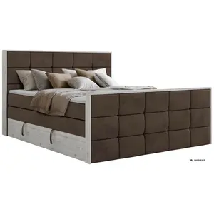 MKS POSTEL BOXSPRING ALNOR KING DUO 200/200 - Hnědá Samet - Topper T25 - H3