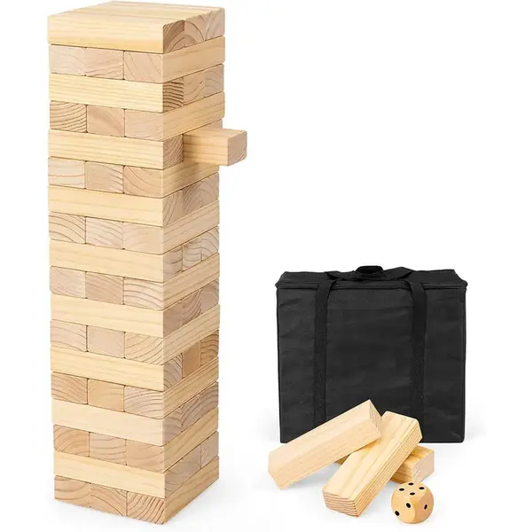COSTWAY OBŘÍ houpací věž 54 kostek, dřevo