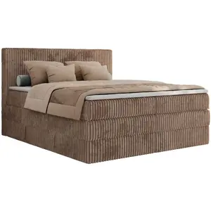MKS POSTEL BOXSPRING TILIANO KING 140/200 - Hnědý manšestr - H3