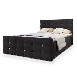 MASSENO AMERICKÁ POSTEL SLAT 140x200 cm, s matrací a úložným prostorem, černá
