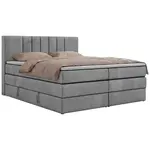 MKS POSTEL BOXSPRING INERO KING 160/200 - Světle šedá Samet - Topper Visco - H3
