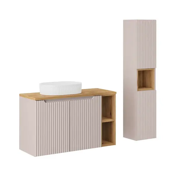 Petits-meubles KOUPELNOVÝ NÁBYTEK 100.4cm Riva 2er-Set Kašmír a dřevo