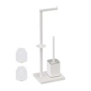 Relaxdays WCSTOJAN Bílý kov s držákem papíru a WC kartáčem