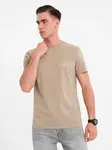 Ombre Cotton T-shirt with print on chest and back - dark beige