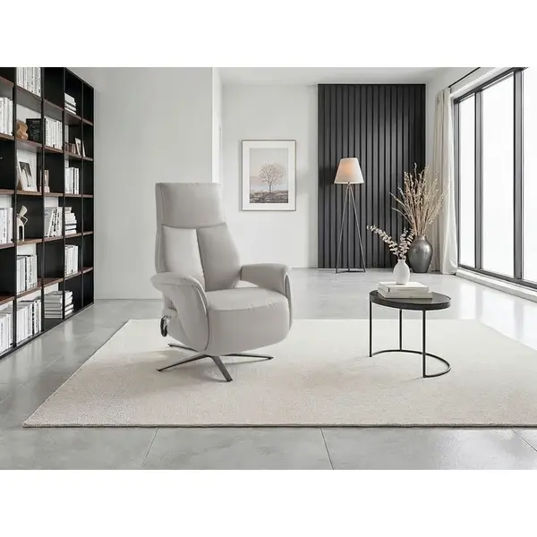 Sit & More RELAXAČNÍ KŘESLO, kůže, světle šedá