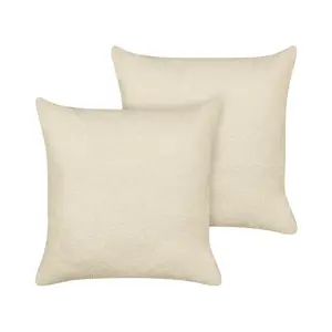 Beliani DEKORATIVNÍ polštář sada 2 ks Béžový 60/60 cm Leuzea