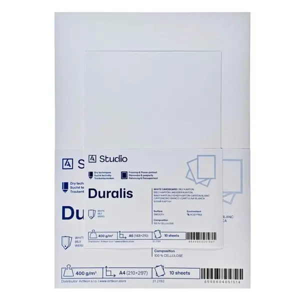 Bílý karton Duralis 400g 40x50cm, 10 listů