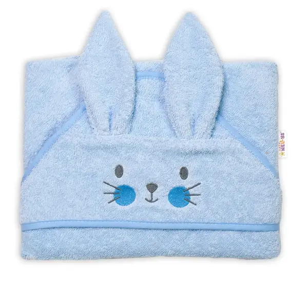 Froté osuška s kapucňou 80 x 80 cm Bunny - modrá