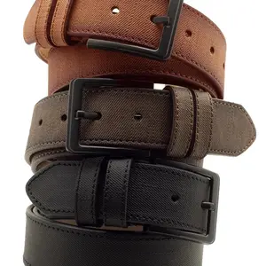 R0928 Dewberry Set Of 3 Mens Belt For Jeans And Canvas-BLACK-BROWN-TABA