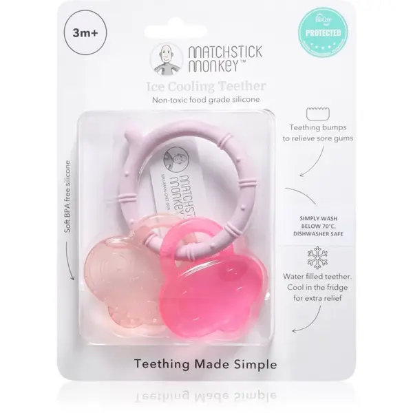 Matchstick Monkey Cooling Teether hryzadielko s chladivým účinkom Pink/ Dusty Pink 3m+ 1 ks