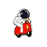 Spaceman Riding on A Motorcycle Enamel Pin