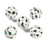 Christmas Printed Schima Wood European Beads