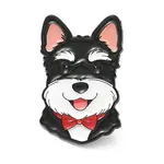 Schnauzer with Red Bowtie Alloy Enamel Pins
