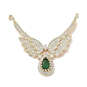 Brass Micro Pave Green Cubic Zirconia Pendants