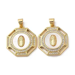Brass Micro Pave Cubic Zirconia Pendants