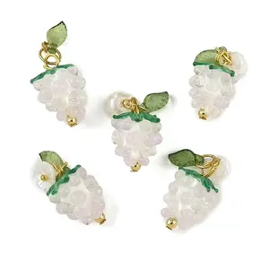 5Pcs Grape Handmade Lampwork & Resin & Acrylic Pendants