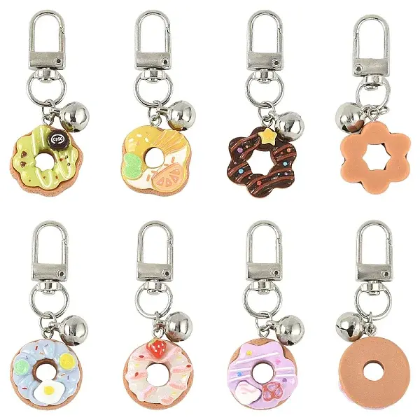8Pcs Resin & 304 Stainless Steel Bell Pendant Decorations