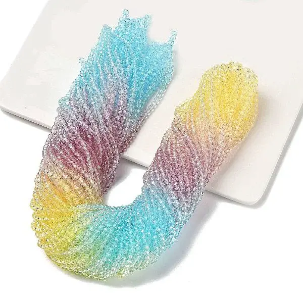 Transparent Painted Glass Beads Strands