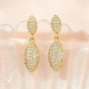 Brass Micro Pave Cubic Zirconia Stud Dangle Earrings