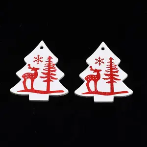 Christmas Theme Spray Painted Wood Pendants