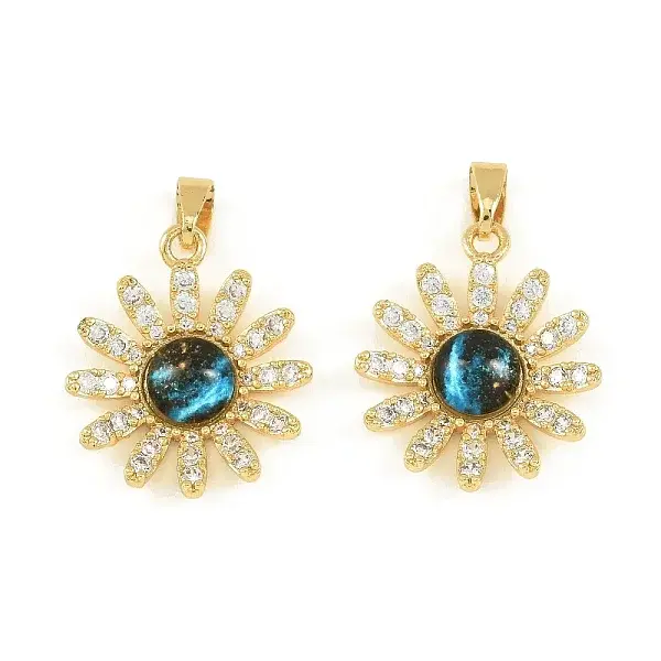 Brass Micro Pave Cubic Zirconia Pendants