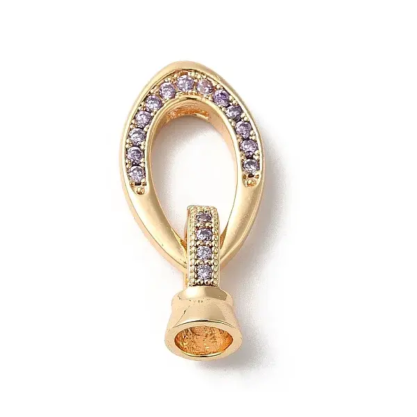 Brass Micro Pave Clear Cubic Zirconia Fold Over Clasps