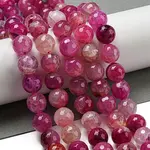 Faceted Natural Dragon Veins Agate Beads Strands