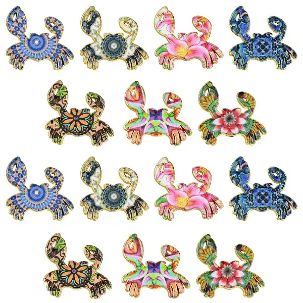 35Pcs 7 Styles Printed Alloy Pendants