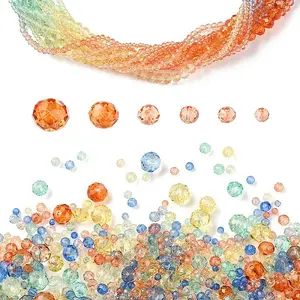 6 Styles Gradient Color Transparent Painted Glass Beads Strands