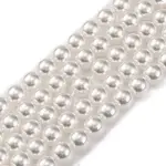 Baking Paint Pearlized Glass Pearl Round Bead Strands