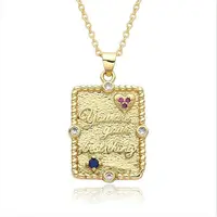 Brass Micro Pave Clear Cubic Zirconia Love Heart Book Pendant Necklaces for Women Men