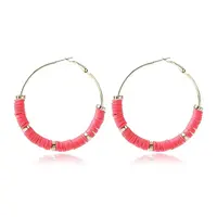 Bohemia Style Colorful Clay Beads Hoop Earrings