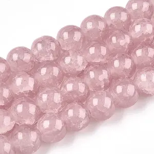 Baking Paint Crackle Glass Beads Strands