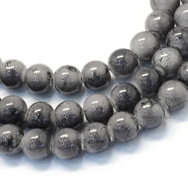 Baking Paint Glass Round Bead Strands