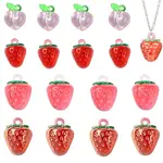 6Pcs 5 Styles Transparent Resin Fruit Pendants