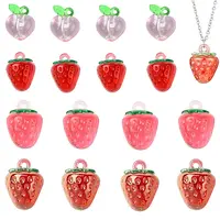 6Pcs 5 Styles Transparent Resin Fruit Pendants