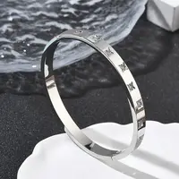 304 Stainless Steel Cubic Zirconia Himged Bangles for Women