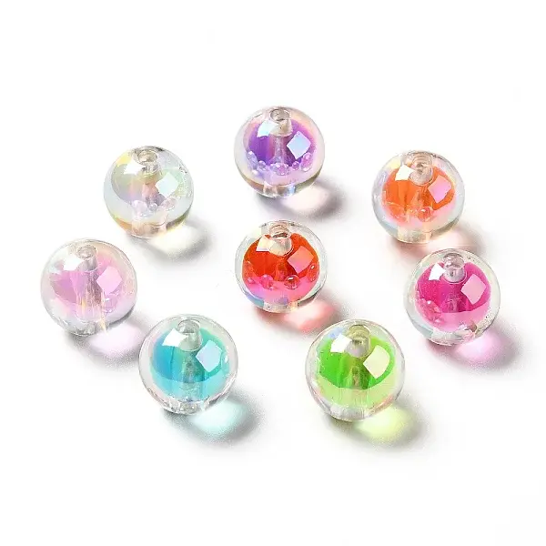 Two Tone UV Plating Rainbow Iridescent Acrylic Beads
