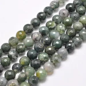 Natural Moss Agate Beads Strands