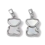 Brass & Shell & Clear Cubic Zirconia Pendants