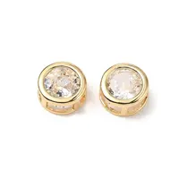 Brass Micro Pave Cubic Zirconia Beads