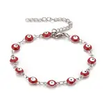 Enamel Oval with Evil Eye Link Chains Bracelet