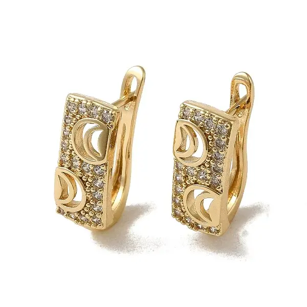 Brass Micro Pave Cubic Zirconia Hoop Earring